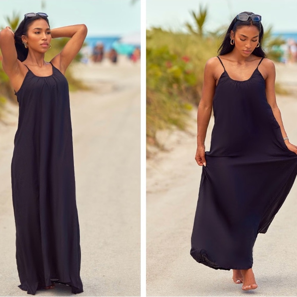 Black Backless Lightweight Maxi Coverup Size 10 NEW - Picture 5 of 8
